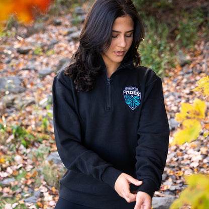 Halifax Tides FC Quarter Zip Worn by Girl in Fall leaves